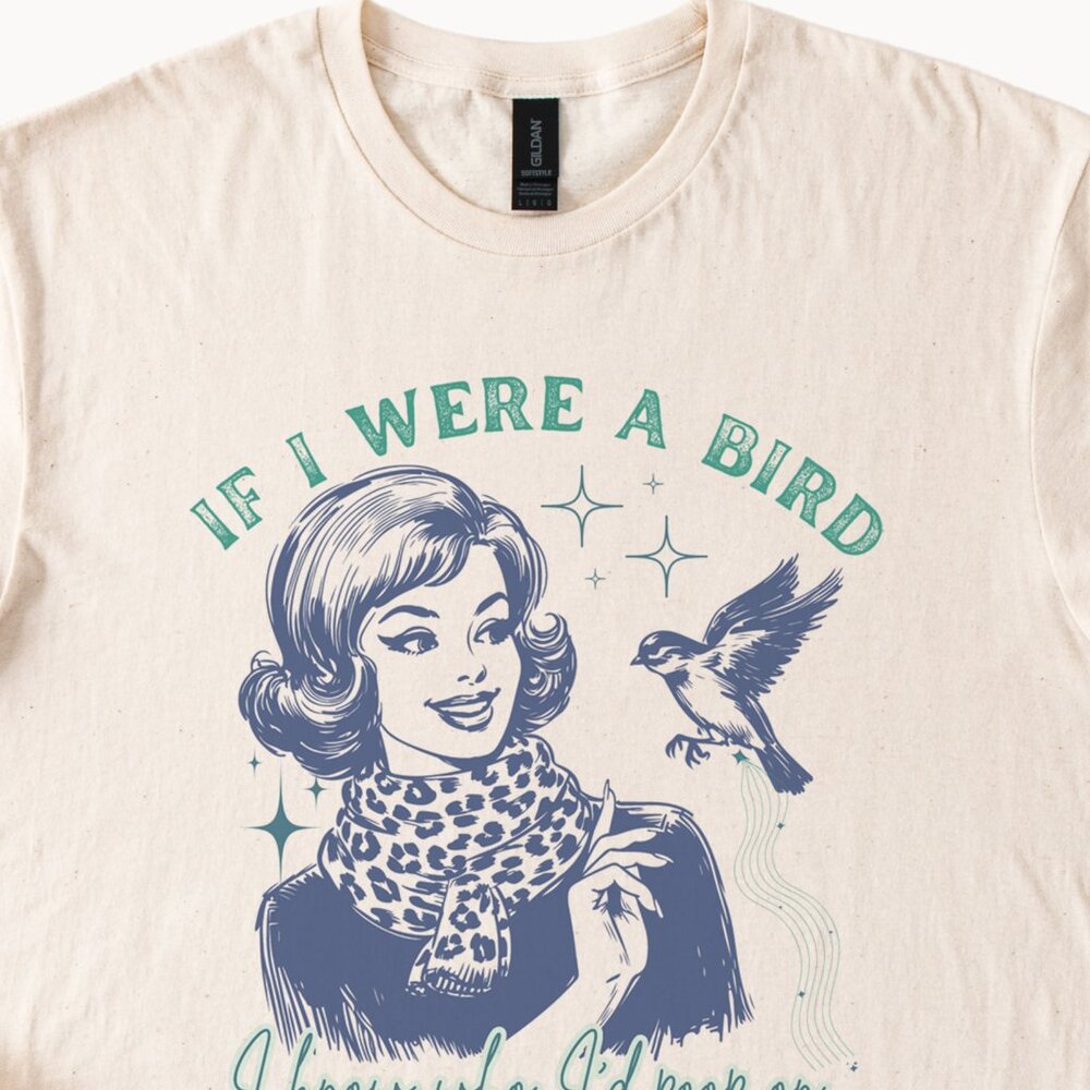 Bird Poop Humor Graphic Tee Funny Retro TShirt - Picture 2 of 6